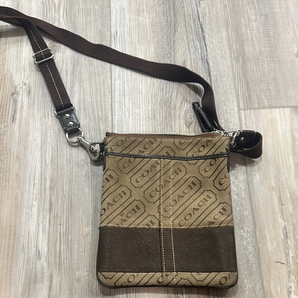 Coach Purse Black Sateen Signature Logo Maggie Mia 16153 Hobo Shoulder Bag Boho